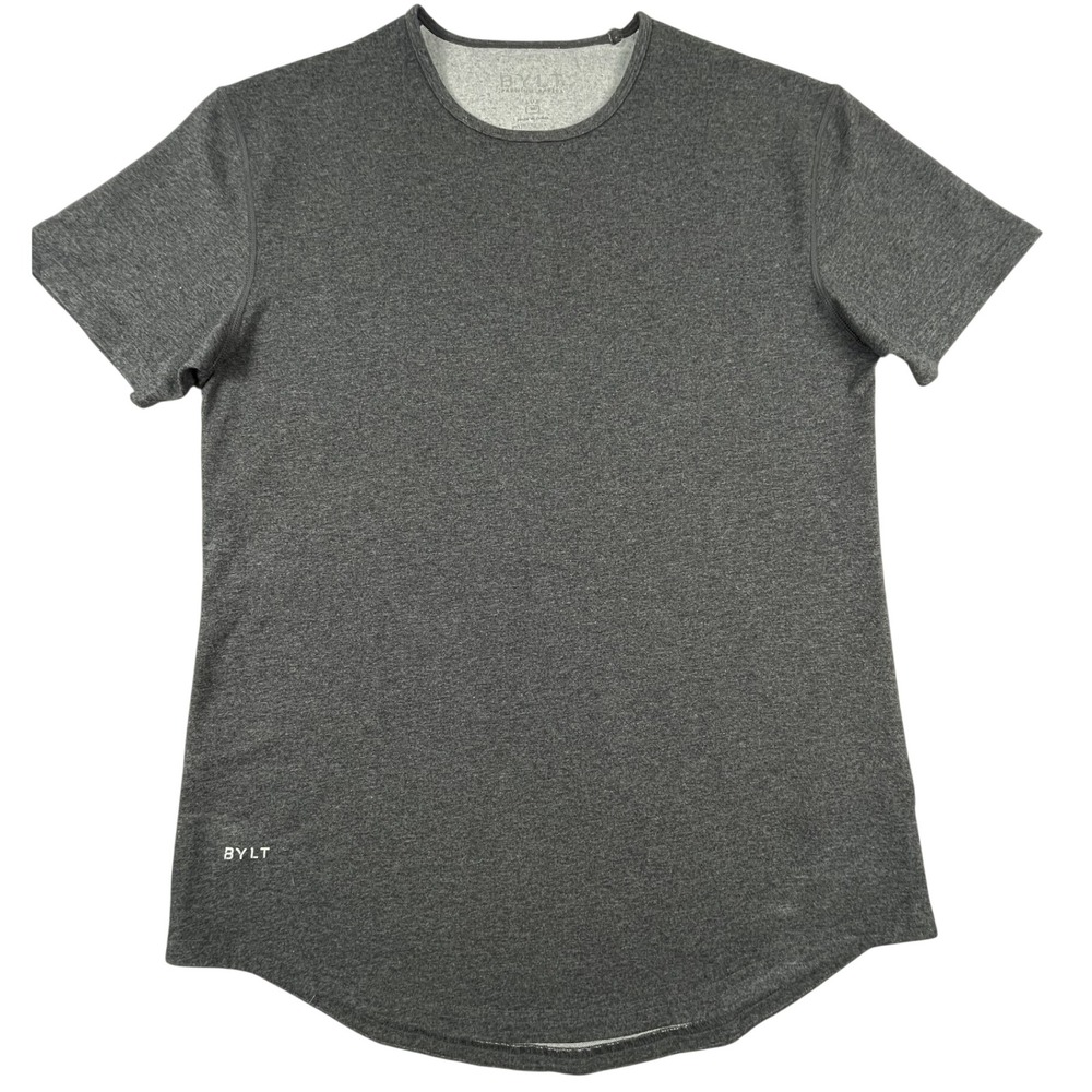 BYLT T-Shirt Mens M Gray Lux Drop Cut Short Sleeve Cotton Blend Athletic Tee